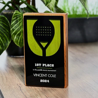 Деревянная награда с акрилом Tennis v1