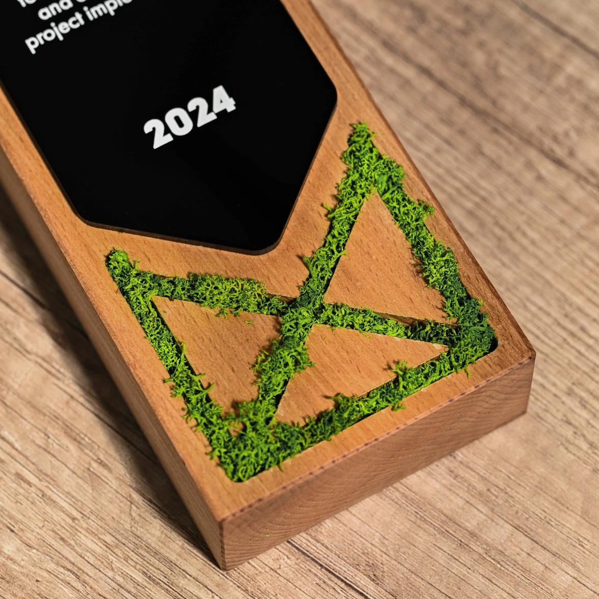 Wooden award with acrylic Moss v2