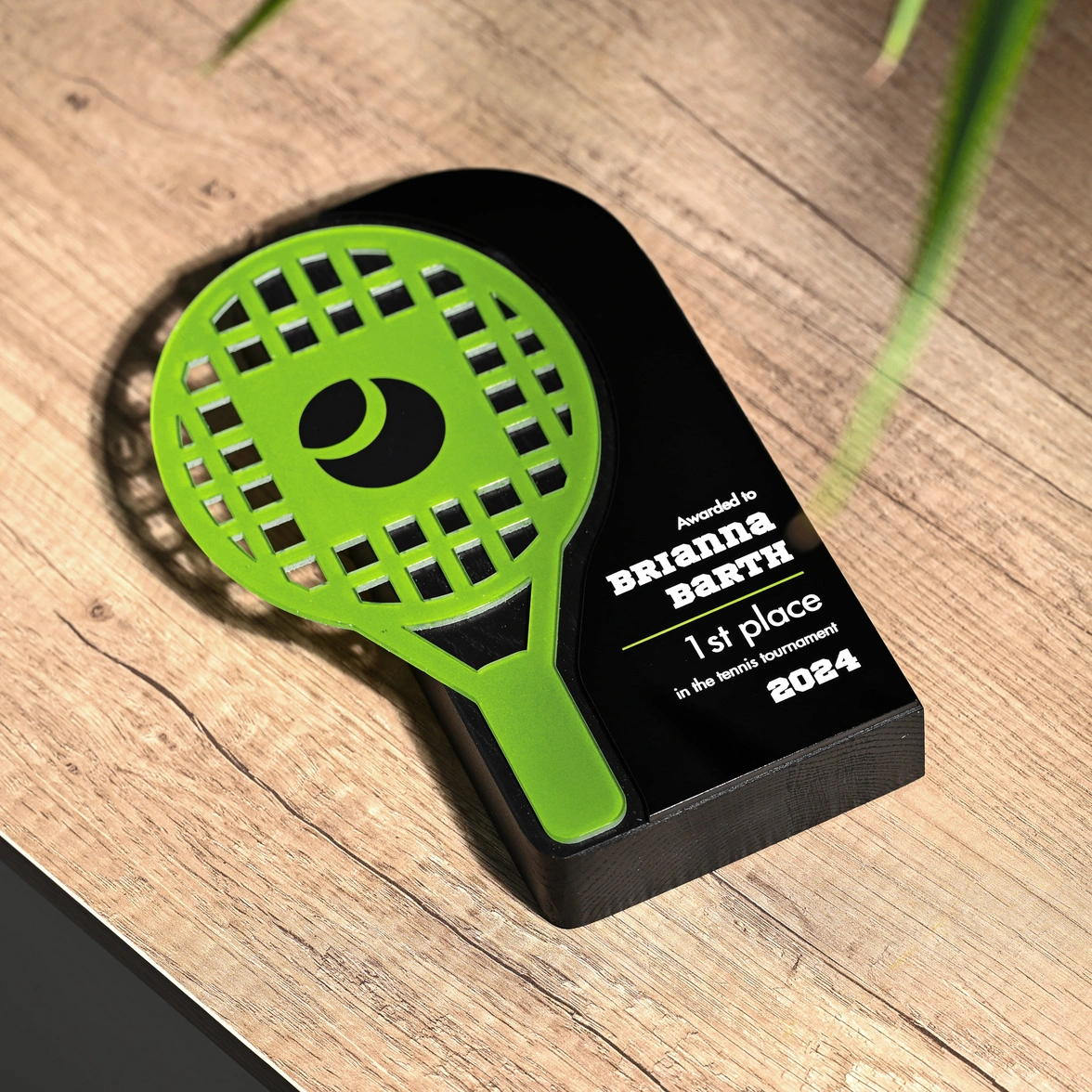 Wooden award with acrylic Tennis v2